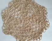 Crochet lace beige linen doily Handmade round doily Mother Day Gift for her Small tablecloth Decoration for a table Rustic home decor Gift