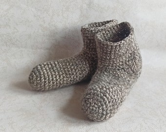 Gehäkelte Unisex-Hausschuhe 10-11 Größe USA, 43 EU, Haussocken für Männer, weiche Schuhe, gestrickte Hausschuhe, Haussocken