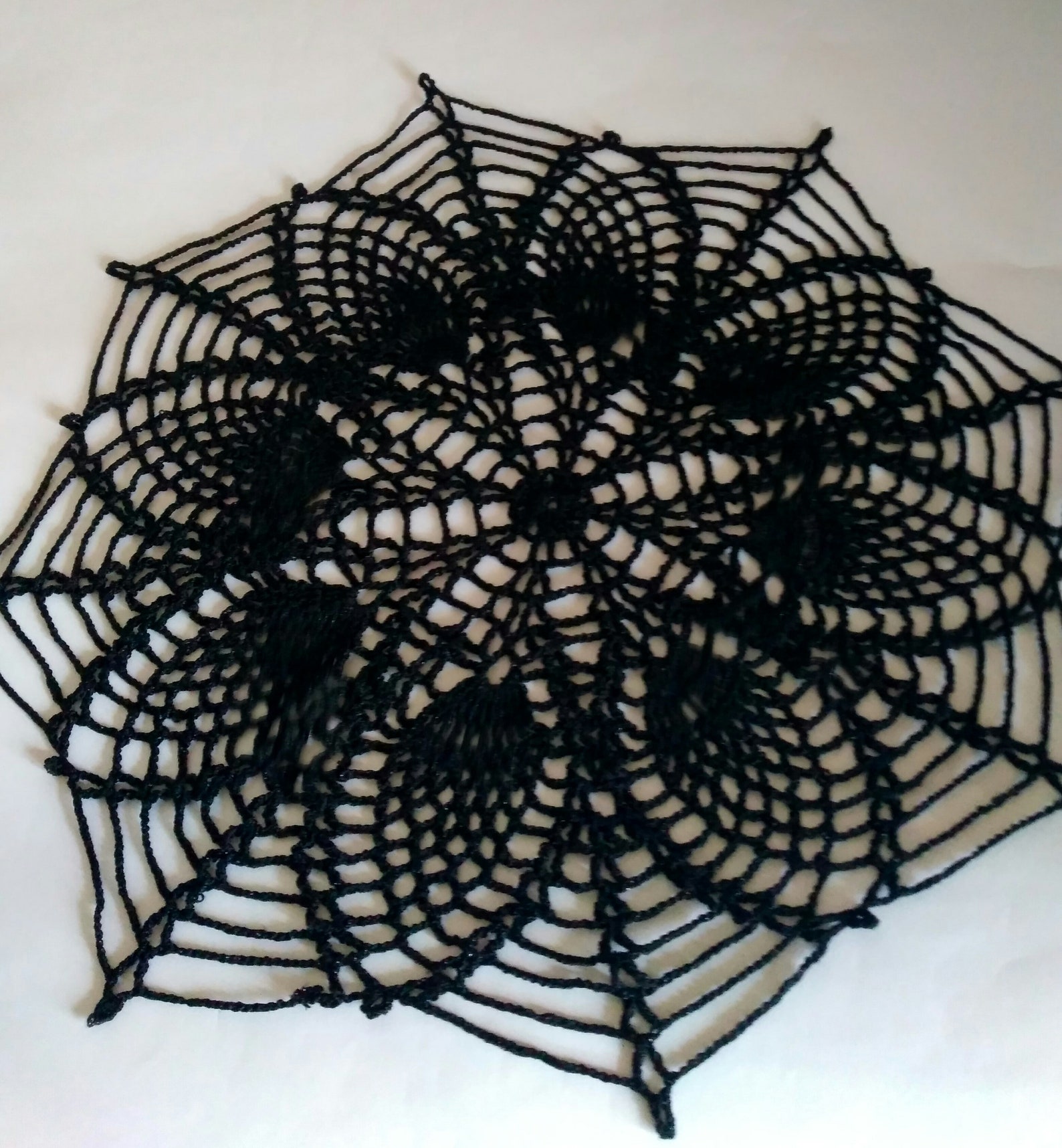 Crochet black doily Knitted round tablecloth Lace napkin Etsy