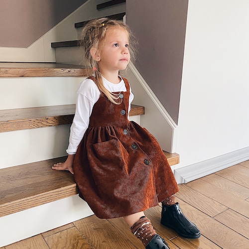 brown corduroy pinafore dress