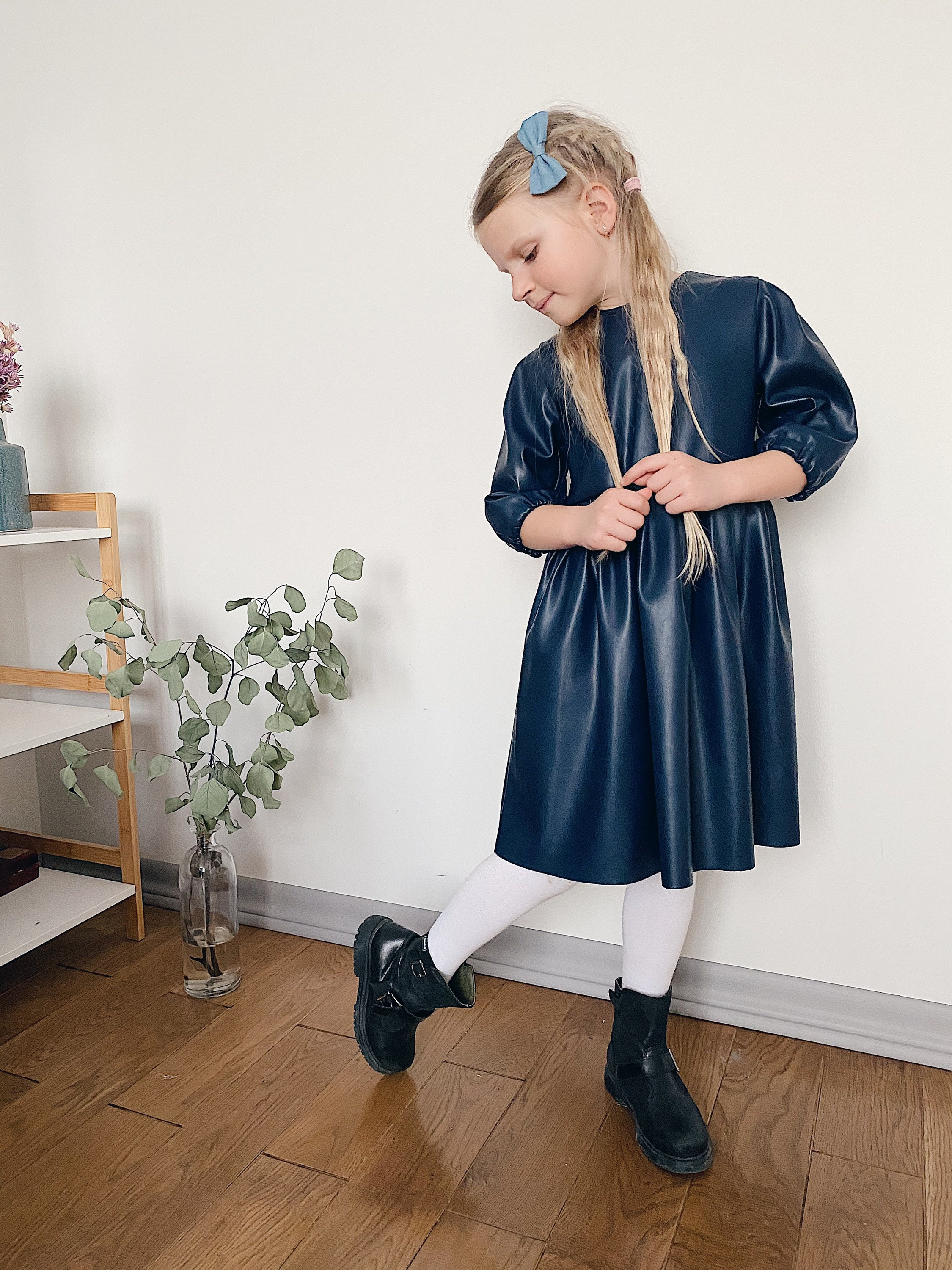 GORLYA Mädchen Langarmkleid - A-Linie Mit Knöpfen & Taschen Für Mädchen 6-16 Jahre