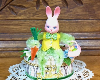 Easter Diorama, Easter Assemblage, Bump Chenille Bunny