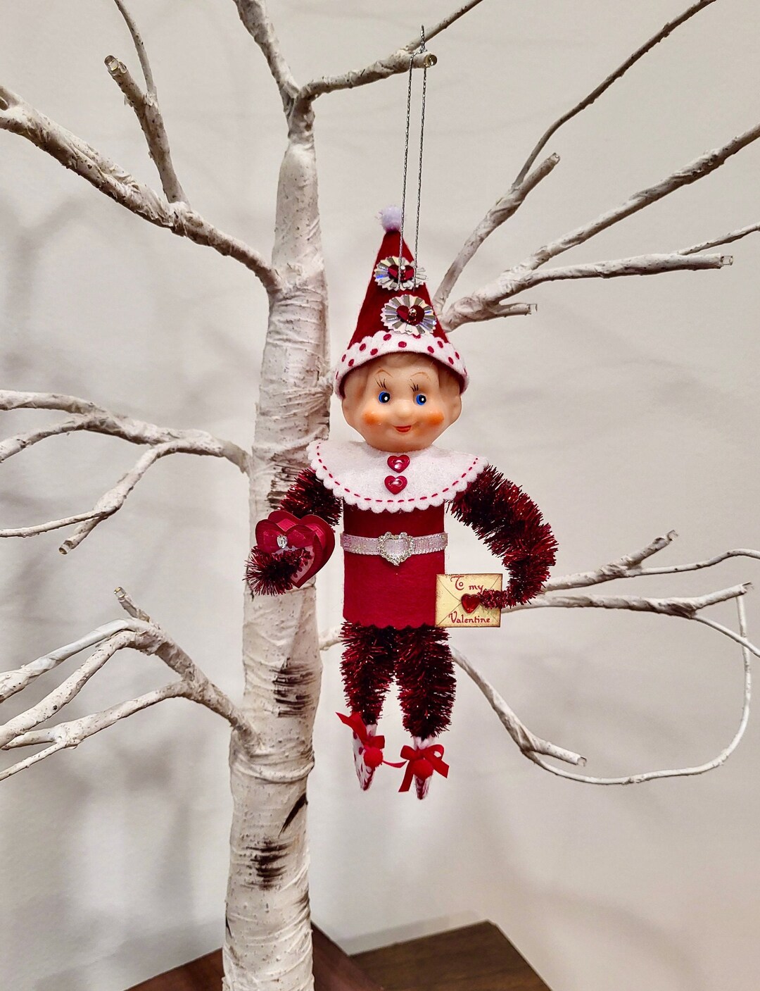 Valentine Elf, Handmade Valentine Elf, Felt Valentine Elf, up Cycled ...