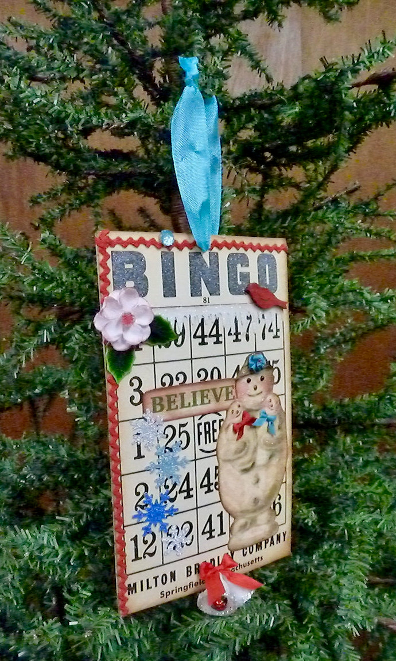 Bingo Card Ornament Snowman Ornament Handmade Ornament Etsy