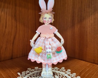 Handmade Easter Paper Doll: Vintage Candy Mold Decor