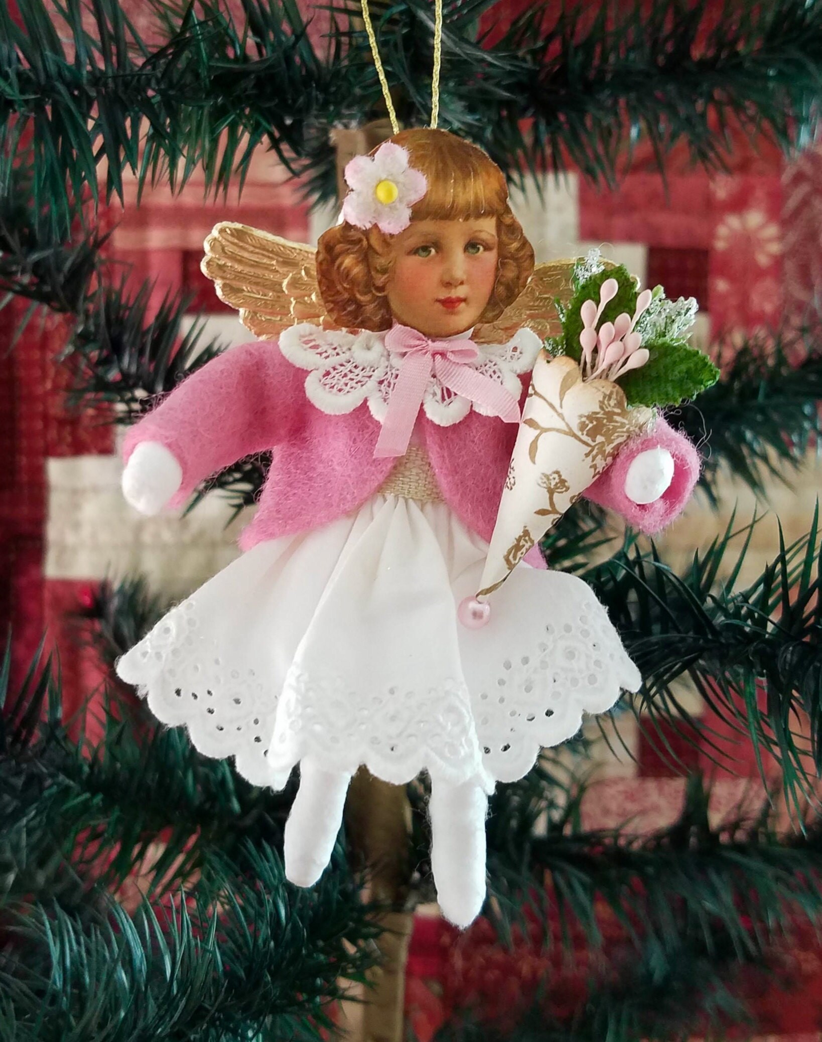Vintage Christmas Ornament Spun Cotton Angel Germany Vintage Christmas Ornament Spun Cotton Angel Germany