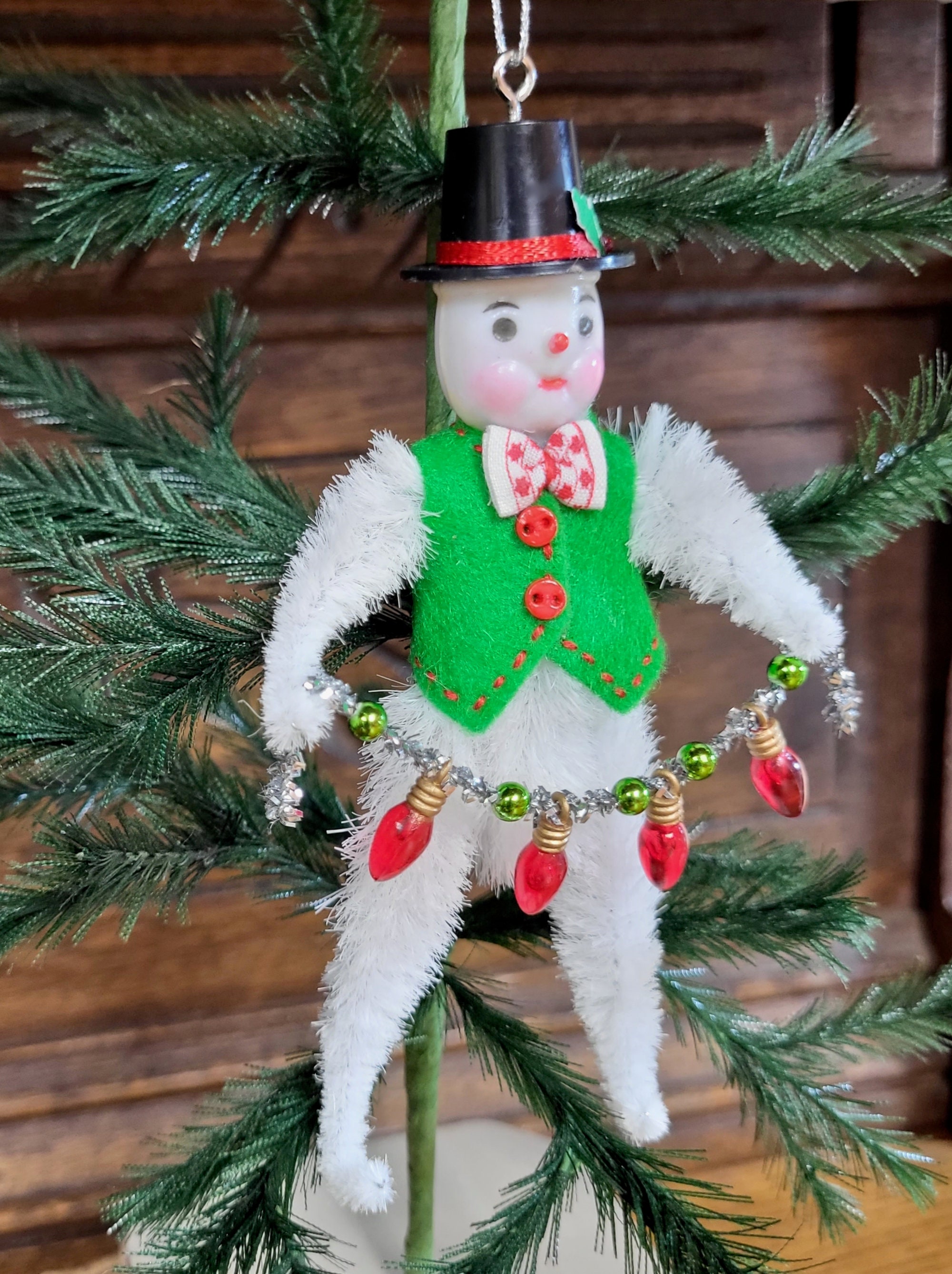 Bump Chenille Snowman Handmade Snowman Ornament Pipe Cleaner Etsy