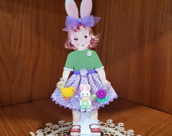 Handmade Easter Paper Doll: Vintage Candy Mold Decor