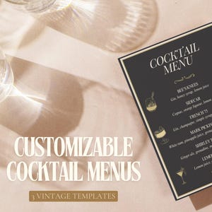 Cardápio de Coquetéis Speakeasy dos Anos 20 | Placa Editável de Bar para Festas da Lei Seca | Download Digital com Tema Gatsby | Decoração com Lista de Bebidas Imprimível Roaring 20