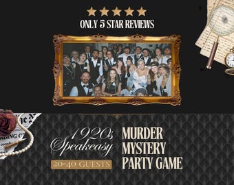 1920s Murder Mystery Party Game | Roaring 20s Speakeasy & Gatsby Theme | Printable Download 20-40 Guests | Large Group Activity Event Fun