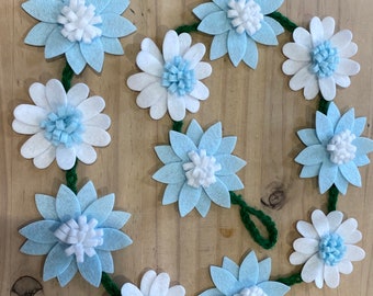 Luxury felt white Blue grey personalised bunting wedding birthday party fabric personalised stitched christening gift baby boy girl name