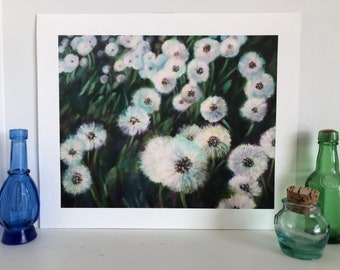 Dandelion Wish, dandelion Giclee print, 5x7, 8x10 and 11x14