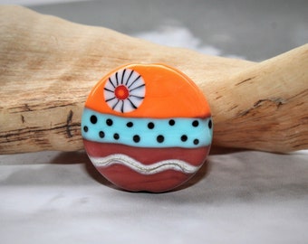 Lampwork Bead, Glass Bead, Artist Bead, Wave, handmade Glass Bead,