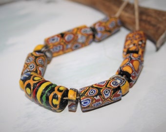 7 piece beads Antique trade Beads Ghana beads 17-19 mm x 8-11 mm 18JH handmade beads original Murano trade beads West Africa