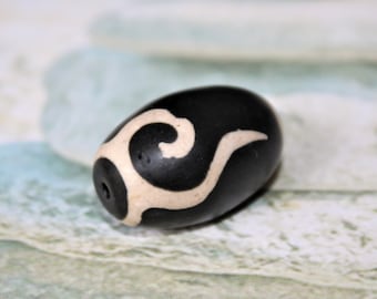 Agat naturalny w stylu DZI, koralik 1 sztuka, 28 mm x 20 mm