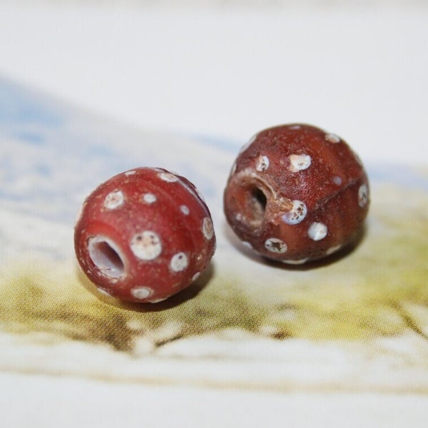 Old Venetian Murano Glas- Beads, Eye Beads, 10 - 11 mm, 2 Stück Perlen