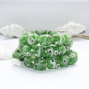 African handcraft, powder glass beads, Ajagba eye beads, 15 mm, Ghana, West Africa