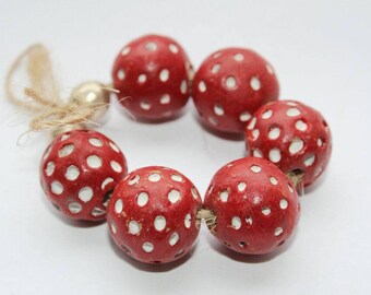 Multicolor Patterned Mini Terracotta Beads Loose Beads 9mm Mixed Clay