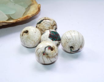 Shell Beads, Naga Conch Shell Muschelperlen, 5 Stück