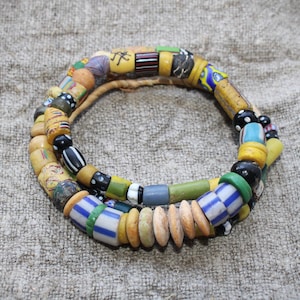 Old Venetian Murano Glass Beads, Antique Beads, Vintage Beads, Used Beads, Old Beads, 1 Strand 78 cm