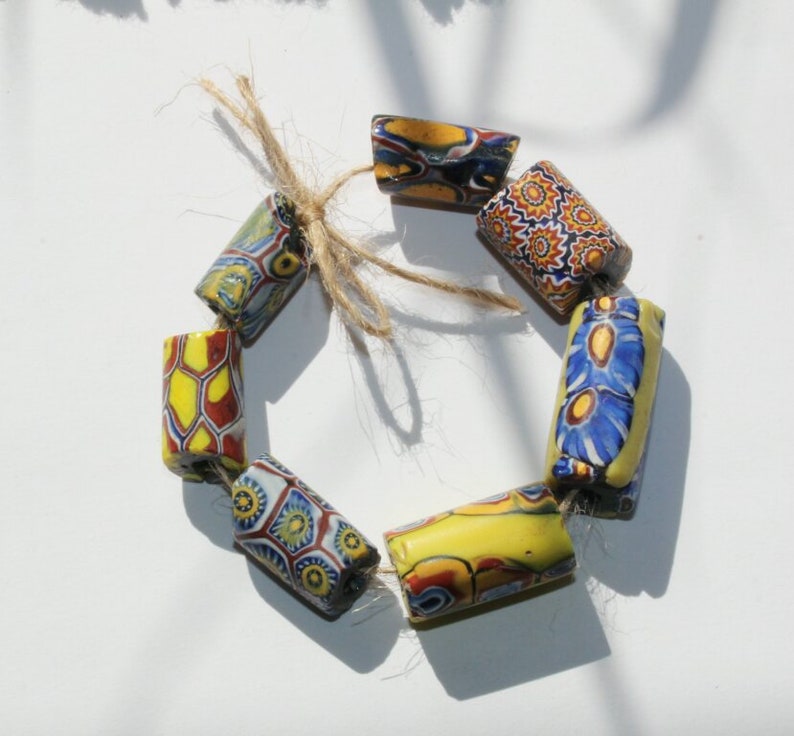 7 piece beads Antique trade Beads Ghana beads 17-19 mm x 8-11 mm 18JH handmade beads original Murano trade beads West Africa