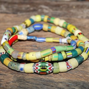 Old Venetian Murano Glass Beads, Antique Beads, Vintage Beads, Used Beads, Old Beads, 1 Strand 83 cm