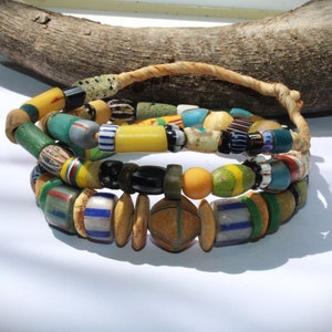 Old Venetian Murano Glass Beads, Antique Beads, Vintage Beads, Used Beads, Old Beads, 1 Strand 76 cm
