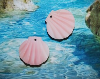 Shell Beads, Queen Shell, Pink Shell, 2 pieces, size 14 mm