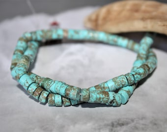 Turquoise Heishi Beads, Ethno Beads, turquoise, strand approx. 38 cm, bead size 5/6 mm