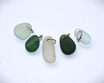 Seaglass, sea glass, glass discs, necklace pendants, charm pendants, mini pendants, 5 pieces