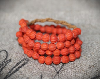 Java Beads, ethnic jewelry, unique beads, handmade, vintage beads, red, melon shape, bead size 6 mm