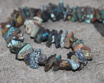 African turquoise nuggets, ethnic beads, turquoise, strand approx. 41.5 cm, bead size 15 mm