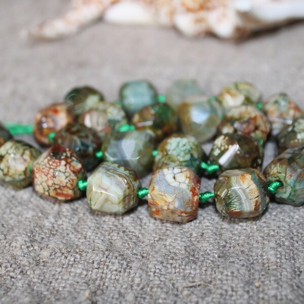 Strandware, green dragon agate, semi-precious stones, 16 mm, gemstone, strand length 41 cm