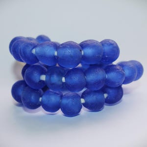 Krobo beads, blue, Sea Glass, Blue, recycled glass beads, glass beads, Africa/Ghana, 15 mm, 22 beads