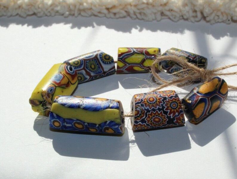 7 piece beads Antique trade Beads Ghana beads 17-19 mm x 8-11 mm 18JH handmade beads original Murano trade beads West Africa