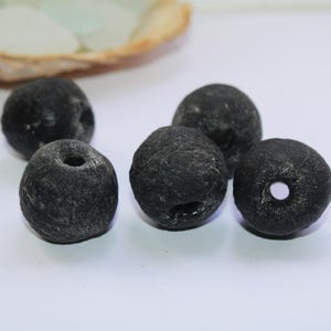 Krobo beads XL, black, recycled glass beads, glass beads, Africa/Ghana, 5 beads, 20 mm,