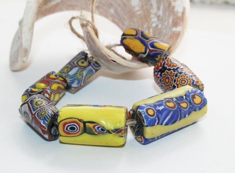 7 piece beads Antique trade Beads Ghana beads 17-19 mm x 8-11 mm 18JH handmade beads original Murano trade beads West Africa