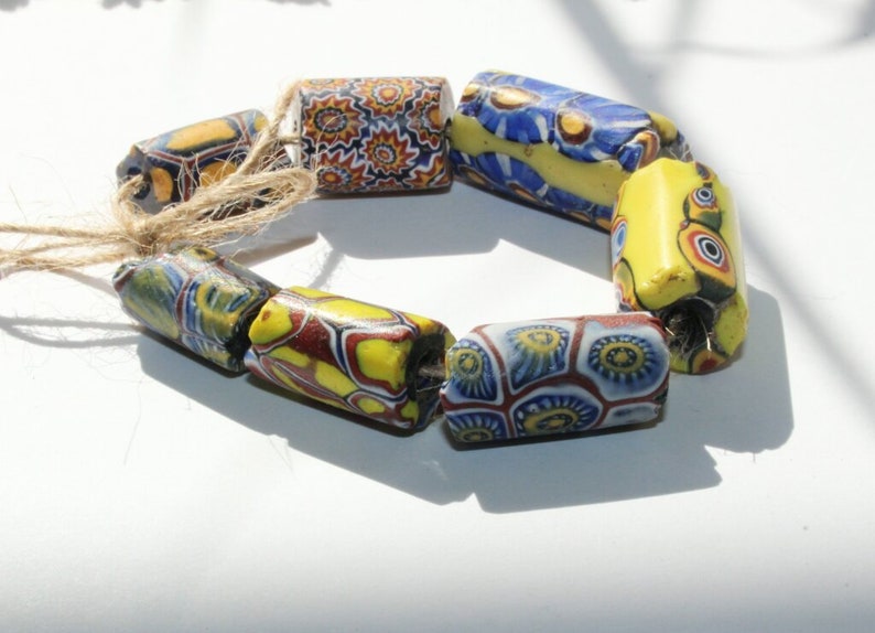 7 piece beads Antique trade Beads Ghana beads 17-19 mm x 8-11 mm 18JH handmade beads original Murano trade beads West Africa