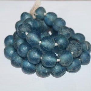 XL glass beads, petrol blue, recycled glass beads, glass beads, Africa/Ghana, bead size 20 mm,