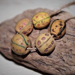 Old Venetian Murano Glas Beads, Eye Beads, Antike Perlen, Vintage Beads, gebrauchte Perlen, alte Perlen, 5 Stück Perlen