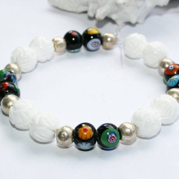 handmade Beads,Vintage Beads,Retro, geschnitzte muschelperlen Perlen, Millefioro Beads,