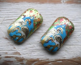 Cloisonne, emaillierter Kranich, 1 Stück Perle, 31 x 17 mm