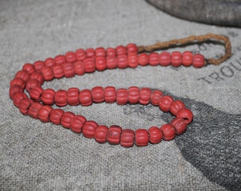 Java Beads, ethnic jewelry, unique beads, handmade, vintage beads, red, melon shape, bead size 12 mm