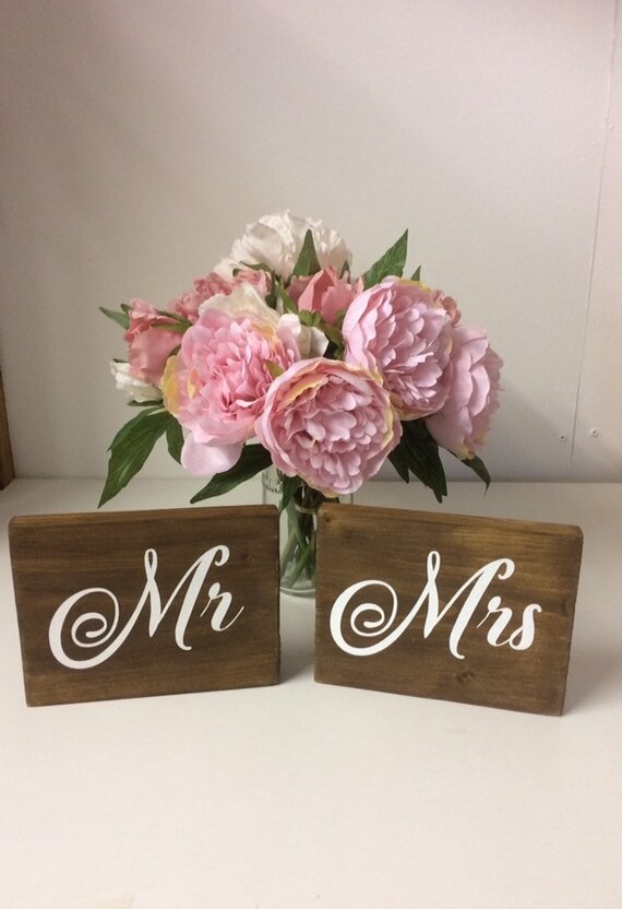 Rustic Wooden Freestanding Mr Mrs Wedding Signs Wedding Etsy