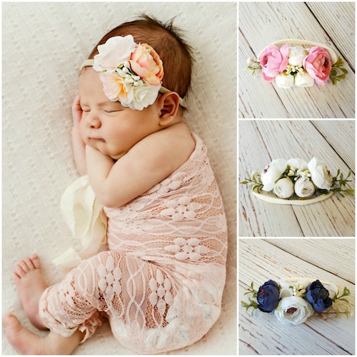 Floral Nylon Baby Headband Baby Headbands Flower Crown Etsy