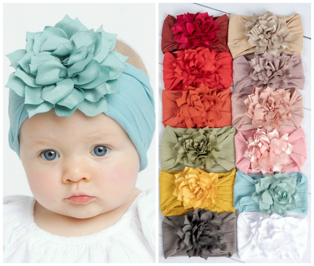 Flower Nylon Headband Flower Baby Head Wrap Newborn Baby Etsy