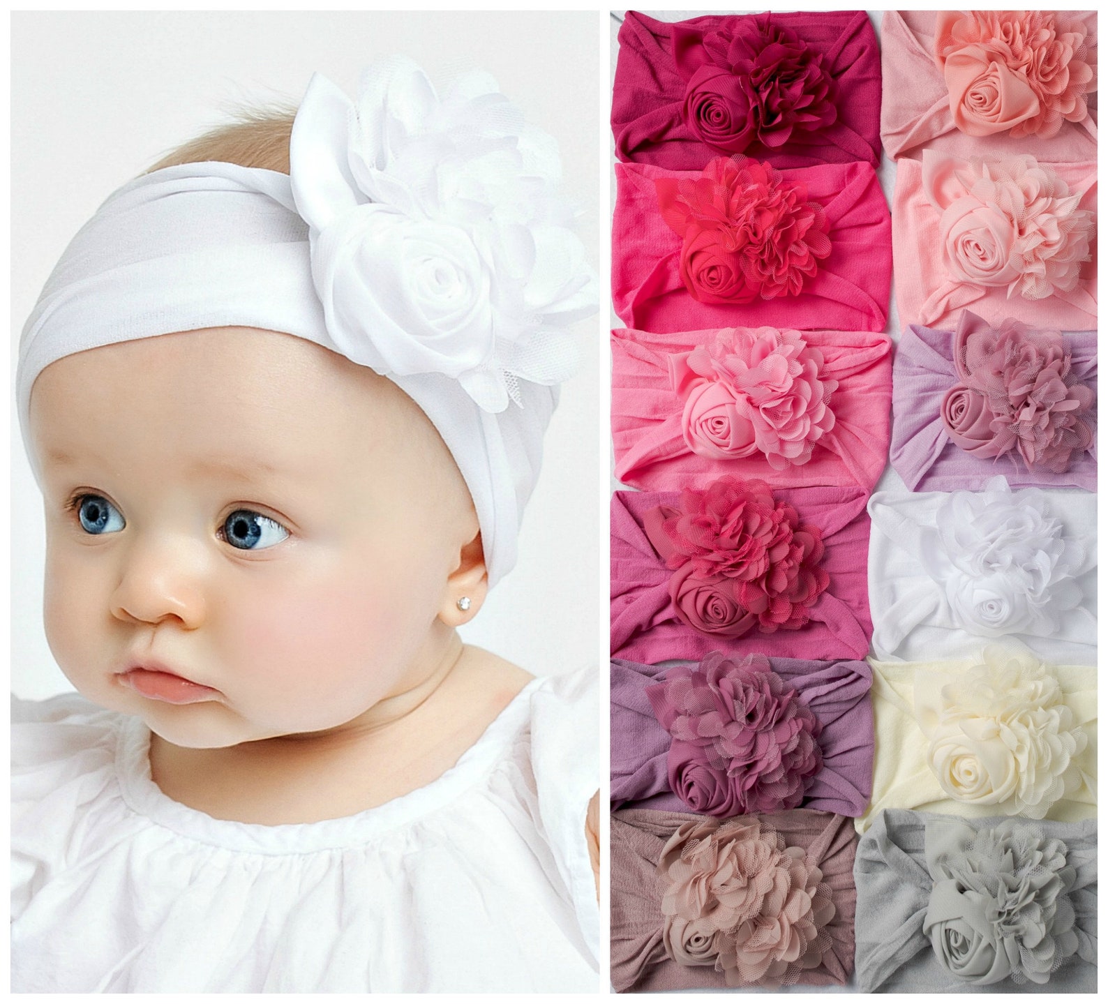 Baby Headband Floral Nylon Headbands Baby Girl Headbands Etsy