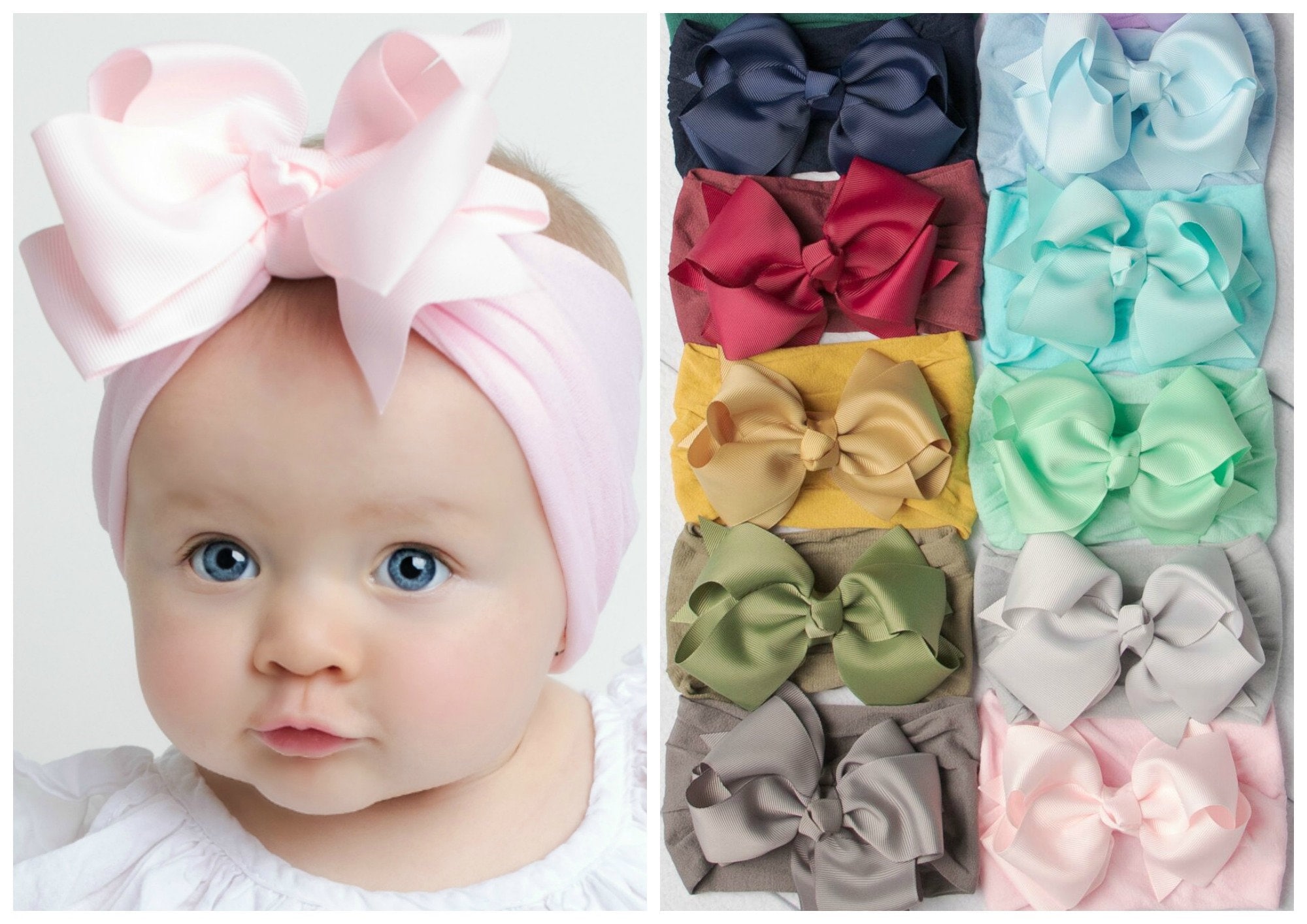 Lazos para bebes 2Pcs Baby Elastic Bows Baby Girls Headbands Infant Hair  Accessories Baby Shower Gifts 