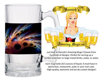 Beer Mug - Abstract Two Lifeform Design - 26.5 oz Jumbo Size - FREE SHIPPING