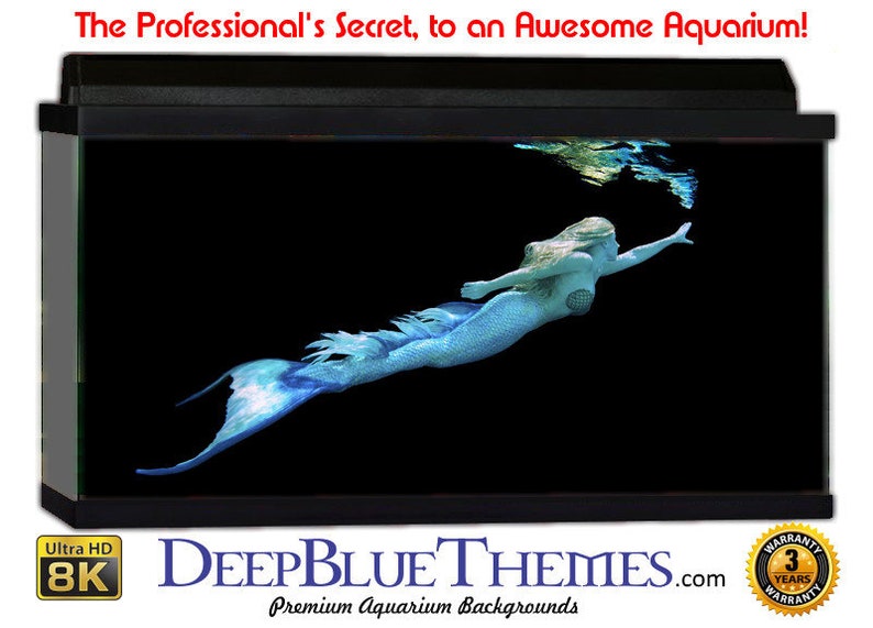 Mermaid Dark by DeepBlueThemes.com Aquarium Background FREE Mounting Solution